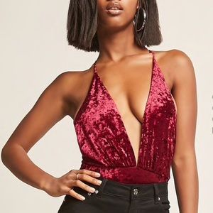F21 Red Velvet Bodysuit